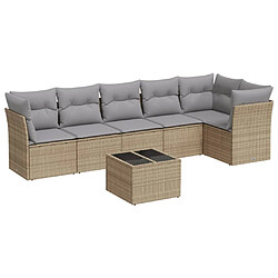 vidaXL Salon de jardin avec coussins 7 pcs beige résine tressée