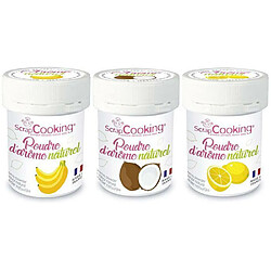 Scrapcooking Kit 3 arômes alimentaires naturels en poudre - Banane-coco-citron