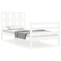 Maison Chic Cadre/structure de lit avec tête de lit pour adulte - Lit Moderne Chambre blanc simple bois massif -MN88148