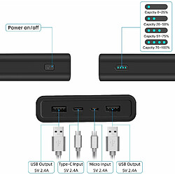 YOBON Noir Chargeur Rapide, 26800mAh Batterie Externe, Chargeur portable avec 2 Ports Sorties, Grand Capacité Batterie pour Les Smartphone