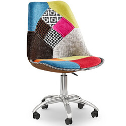 ICONIK INTERIOR Chaise de Bureau Pivotante - Tissu Patchwork - Simona Multicolore