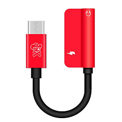 Wewoo Hat-Ptince Type-C à Type-C et câble adaptateur audio Jack Charge 3,5 mm, pour Galaxy, Google, LG, Sony, Huawei, Xiaomi, Lenovo et autres téléphones Android (Rouge)