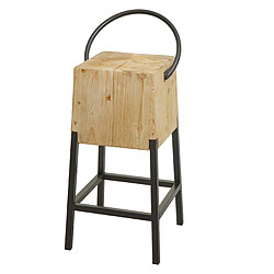 Mendler Tabouret de bar HWC-L76, chaise de bar tabouret de comptoir, métal industriel bois massif certifié MVG, naturel