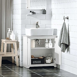 SoBuy BZR108-W Meuble sous Lavabo de Salle de Bain, Meuble sous évier, Meuble sous Vasque, Meuble évier de Cuisine avec 2 Portes