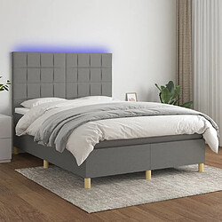 vidaXL Sommier à lattes de lit et matelas et LED Gris foncé 140x190 cm 