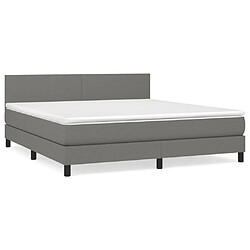 vidaXL Sommier à lattes de lit avec matelas Gris foncé 160x200cm Tissu