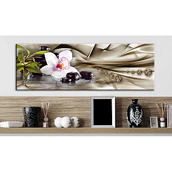 Decoshop26 Tableau toile de décoration murale impression premium en 1 partie sur châssis en bois motif Zen composition: beige 120x40 cm 11_0016353