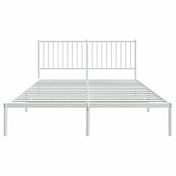 Maison Chic Lit adulte 160x200cm- Cadre de lit métal avec tête de lit pour chambre blanc -MN46401 pas cher