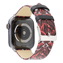 Avis Wewoo Thorns Printing Bracelet de montre en cuir véritable pour Apple Watch séries 5 et 4 40 mm / 3 et 2 et 1 38 mm rouge