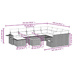 Avis vidaXL Salon de jardin 11 pcs avec coussins gris résine tressée