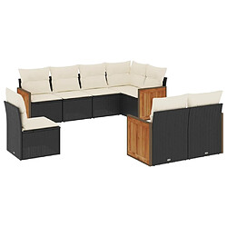 Maison Chic Ensemble Tables et chaises d'extérieur 8 pcs avec coussins,Salon de jardin noir résine tressée -GKD582694