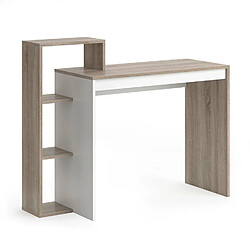 Toilinux Bureau au design scandinave Isidor - L. 110 x H. 91 cm - Couleur bois et blanc