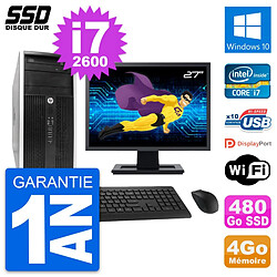 PC Tour HP 6300 CMT Ecran 27" Intel i7-2600 RAM 4Go SSD 480Go Windows 10 Wifi - Occasion