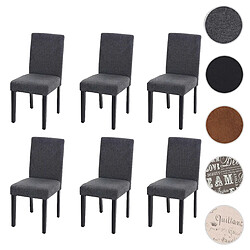 Mendler Lot de 6 chaises de salle à manger Chaise de cuisine Littau ~ textile, gris anthracite, pieds foncés