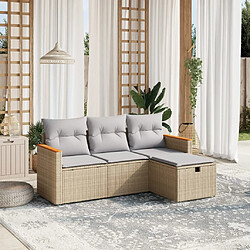 Maison Chic Ensemble à manger d'extérieur 4 pcs avec coussins,Salon de jardin,Mobilier de jardin mélange beige résine tressée -GKD845331