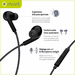 Muvit Écouteurs Intra USB-C avec Microphone et Bouton Contrôle de Volume Noir