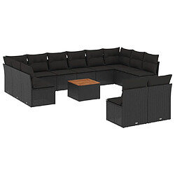 Maison Chic Salon de jardin avec coussins 13 pcs, Ensemble Tables et chaises de jardin, noir résine tressée -GKD278171