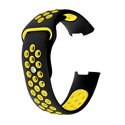 Wewoo Bracelet en silicone bicolore à trou rond et pour Fitbit Charge 3, taille de la dragonne: 145-210mm (Jaune)