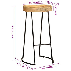 vidaXL Tabourets de bar lot de 2 bois de manguier massif pas cher