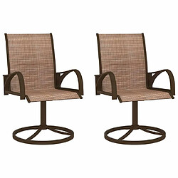 Maison Chic Lot de 2 Chaises pivotantes de jardin - Fauteuil d'extérieur Textilène et acier Marron -MN66465