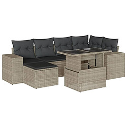 vidaXL Salon de jardin avec coussins 7 pcs gris clair résine tressée