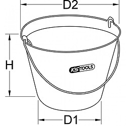 KS TOOLS 140.0035 Seau de maçon plastique noir à œillets 11L