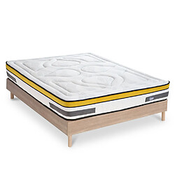 MAISON AUBERTIN Matelas Ressorts 24cm + Sommier Bois 160x200