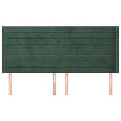 Avis Maison Chic Tête de lit scandinave avec oreilles,meuble de chambre Vert foncé 203x16x118/128 cm Velours -MN94716