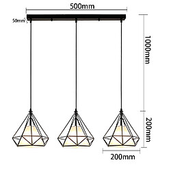 Acheter Stoex Lustre Suspension Luminaire Industrielle Géométrie Nid Cage diamant Noir,Lampe de Plafond Vintage Abat-Jour pour Restaurant Bar Café