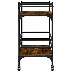 Maison Chic Desserte de cuisine | Chariot de cuisine | Meuble de rangement roulant chêne fumé 82x40x78,5 cm bois d'ingénierie -GKD25182 pas cher