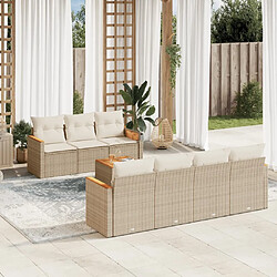 Maison Chic Salon de jardin avec coussins 8 pcs | Ensemble de Table et chaises | Mobilier d'Extérieur beige résine tressée -GKD19767