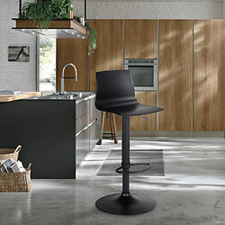 Tabouret bar de cuisine design noir mat réglable en hauteur Grand Soleil Imola Matt, Couleur: Noir