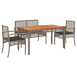 Maison Chic Ensemble à manger d'extérieur 4 pcs avec coussins,Salon de jardin,Mobilier de jardin Gris Résine tressée -GKD479319