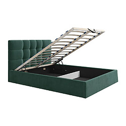 Lit coffre 140 x 190 cm - Tissu - Vert sapin + Matelas - ELIAVA de Pascal Morabito pas cher