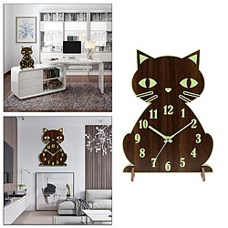 Horloge Murale Lumineuse En Bois de Chat Silencieux de Couleur Noyer, à Piles, Chiffres et Mains Brillent dans La Nuit, école de Salle de Classe de pas cher