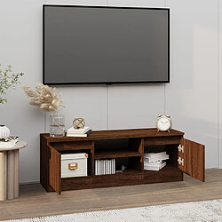 Avis Maison Chic Meuble TV scandinave - Banc TV pour salon avec porte Chêne marron 102x30x36 cm -MN51973