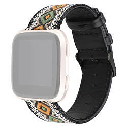 Wewoo Bracelet pour montre connectée en cuir véritable Fitbit Versa style ethnique rétro 