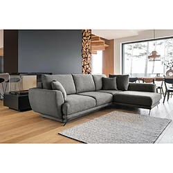 VENESETTI Canapé d'angle convertible - LARSON - en tissu Luxe, 5 places, gris foncé, angle droit (vu de face) 