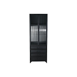 Pegane Armoire vitrine en métal noir avec 4 tiroirs 2 portes et 2 étagères - Largeur 60 x Hauteur 170 x Profondeur 40cm 