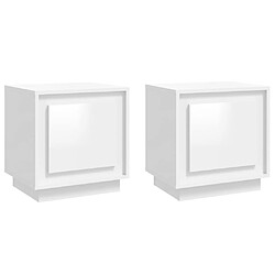 vidaXL Tables de chevet 2pcs blanc brillant 44x35x45cm bois ingénierie