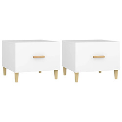 vidaXL Tables basses 2 pcs blanc 50x50x40 cm bois d'ingénierie