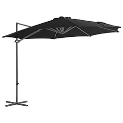 vidaXL Parasol de jardin en porte-à-faux avec mât en acier noir 300 cm 