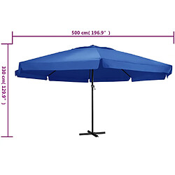 vidaXL Parasol de jardin avec mât en aluminium 600 cm bleu azuré pas cher