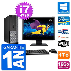 PC Dell Optiplex 3020 SFF Ecran 22" i7-4790 RAM 16Go Disque 1To Windows 10 Wifi - Occasion