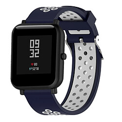 Wewoo Bracelet pour montre connectée Dragonne sport en silicone bicolore Xiaomi Huami Amazfit Bip Lite version 20 mm blanc bleu 