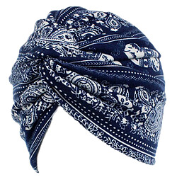 Femmes Coton Turban Head Wrap Chemo Chute De Cheveux Casquettes De Sommeil Éléphant Bleu Marine pas cher