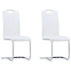 vidaXL Chaises à manger cantilever lot de 2 blanc similicuir 