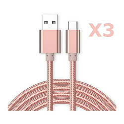 Cable Micro USB Nylon Renforce Longeur 2M Couleur Rose X3 Little Boutik Couleur 