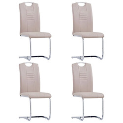 Decoshop26 Lot de 4 chaises de salle à manger cuisine cantilever design moderne synthétique cappuccino CDS021356 