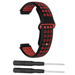 Wewoo Bracelet pour montre connectée Dragonne sport en silicone bicolore Garmin Forerunner 220 / Approach S5 / S20 noir rouge